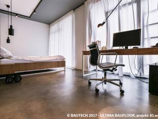 Nowoczesny, męski apartament , Bautech Sp. Z O.O. Bautech Sp. Z O.O. ห้องทำงาน/อ่านหนังสือ คอนกรีต