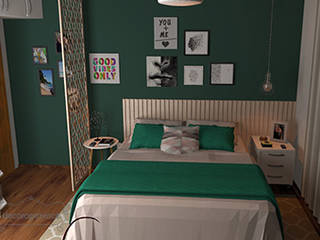 Quarto Casal Moderno, Decoropravocê - Decoração ao seu alcance. Decoropravocê - Decoração ao seu alcance. Modern style bedroom Wood Green