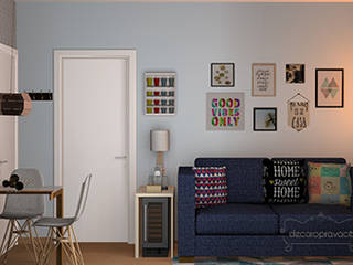 Sala Pequena Moderna, Decoropravocê - Decoração ao seu alcance. Decoropravocê - Decoração ao seu alcance. Living room Wood Blue