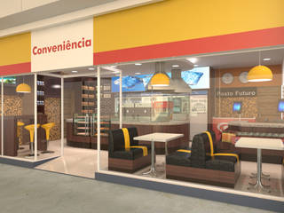 Loja de conveniência - posto Futuro - Barão Geraldo Campinas, Sergio Righetto Arquitetura Ltda Sergio Righetto Arquitetura Ltda Commercial spaces MDF