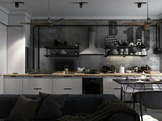 дизайн кухни в стиле лофт, FILYANOV_INTERIOR FILYANOV_INTERIOR Industrial style kitchen