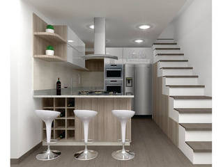 Diseño y Remodelación de Cocina, HoaHoa Espacios SAS HoaHoa Espacios SAS 모던스타일 주방 엔지니어드 우드 투명