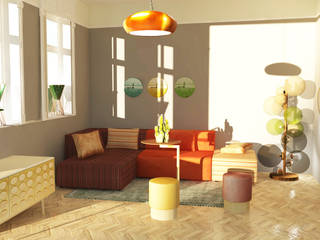 Visualisierung Raum mit Kare Möbeln, Raum und Mensch Raum und Mensch Eclectic style study/office Cotton Orange