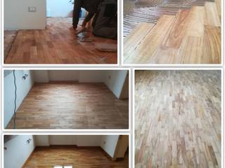 Posa in opera di parquet massello in teak, Soloparquet Srl Soloparquet Srl พื้น ไม้จริง Multicolored