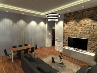 recupero in stabile storico, virtual3dproject virtual3dproject Classic style living room Engineered Wood Transparent