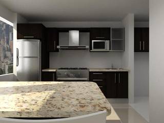 Diseño de Cocina Apartamento Caracas, Arq. Barbara Bolivar Arq. Barbara Bolivar Keukenblokken Hout Hout