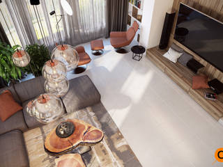 Дом в эко стиле, Artichok Design Artichok Design Minimalistische Wohnzimmer Braun