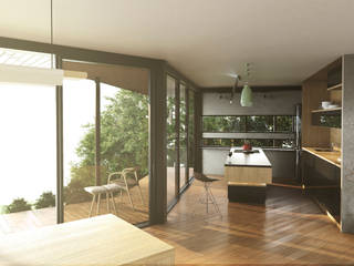 Casa C-J, Adrede Arquitectura Adrede Arquitectura Built-in kitchens Wood Grey