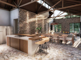 Casa de campo, realizearquiteturaS realizearquiteturaS Country style dining room