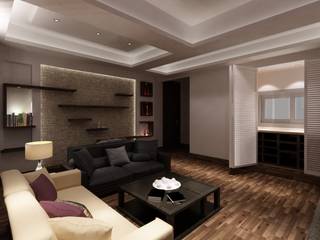 Living Area Modern Design, TK Designs TK Designs ห้องนั่งเล่น หนัง Grey