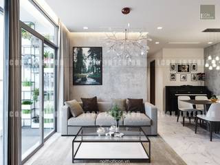 Thiết kế nội thất căn hộ Vinhomes Central Park Tân Cảng , ICON INTERIOR ICON INTERIOR Modern Living Room