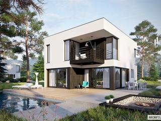 Projekt domu EX 2 soft - nowoczesna kostka w najlepszym wydaniu , Pracownia Projektowa ARCHIPELAG Pracownia Projektowa ARCHIPELAG Einfamilienhaus