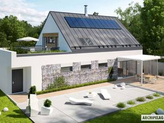 Sam II G2 ENERGO PLUS – nowoczesny dom z otwartą strefą dzienną i dwoma tarasami , Pracownia Projektowa ARCHIPELAG Pracownia Projektowa ARCHIPELAG Einfamilienhaus