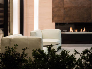美しが丘、ガス暖炉のある住まい, JWA，Jun Watanabe & Associates JWA，Jun Watanabe & Associates Modern Living Room