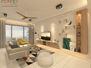 Scandinavian Design . Condominium, inDfinity Design (M) SDN BHD inDfinity Design (M) SDN BHD 北欧デザインの リビング