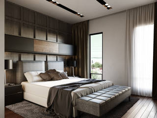 DEPARTAMENTOS U + , Adriel Padilla Arquitectos Adriel Padilla Arquitectos Modern style bedroom Wood Grey