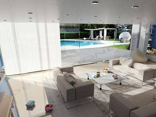 Modellazione e Rendering ambienti interni – Living in stile moderno, Alessandro Chessa Alessandro Chessa Modern style media rooms