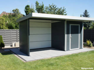 GO-ISO - hochwertiges Gartenhaus isoliert 5,00 x 2,00 m, Trapezblech Gonschior oHG Trapezblech Gonschior oHG Garden Shed Metal Grey