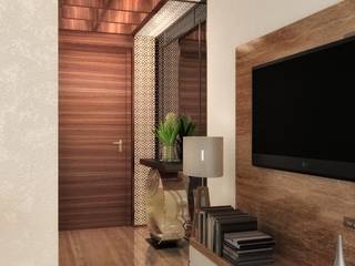 2 BHK at Chandivali, Mumbai, A Design Studio A Design Studio Moderne Wohnzimmer Holz Holznachbildung