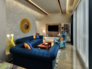 2 BHK at Chandivali, Mumbai, A Design Studio A Design Studio Modern Living Room Wood Beige
