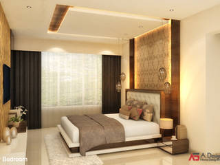 2 BHK AT THANE, A Design Studio A Design Studio Minimalist bedroom Wood Wood effect