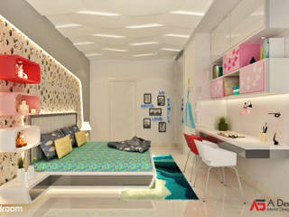 2 BHK AT THANE, A Design Studio A Design Studio Dormitorios de estilo minimalista Tablero DM
