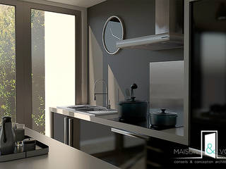 Cuisine sur mesure noire et blanche, MAISON & VOUS MAISON & VOUS Built-in kitchens