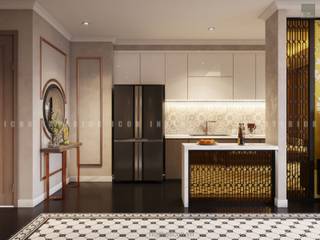 Nội thất căn hộ Vinhomes Central Park thiết kế theo phong cách Đông Dương, ICON INTERIOR ICON INTERIOR Kitchen