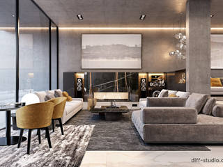 Concrete house in Czech Republic, Diff.Studio Diff.Studio Living room