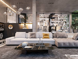 Concrete house in Czech Republic, Diff.Studio Diff.Studio Living room