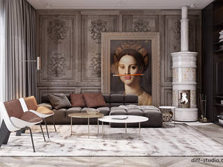 House in Lithuania, Diff.Studio Diff.Studio Eclectic style living room