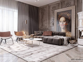 House in Lithuania, Diff.Studio Diff.Studio Eclectic style living room