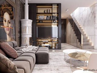 House in Lithuania, Diff.Studio Diff.Studio Eclectic style living room