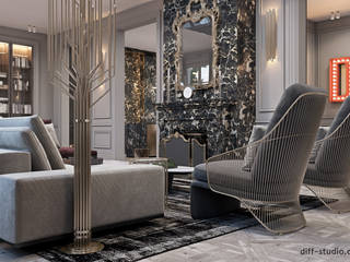 Two-level apartment with a chic and defiant touch., Виталий Юров Виталий Юров Salones eclécticos