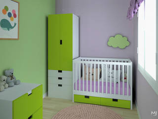 Une nurserie chez mamie, MJ Intérieurs MJ Intérieurs モダンデザインの 子供部屋