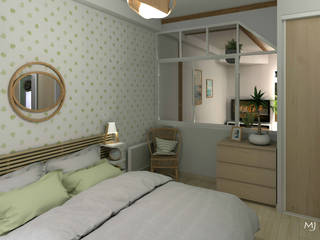 Création d'une chambre et rénovation d'une salle de bain, MJ Intérieurs MJ Intérieurs モダンスタイルの寝室