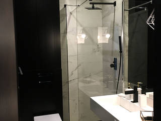 Umywalka na wymiar z minimalistycznej łazience, Luxum Luxum Minimalistyczna łazienka