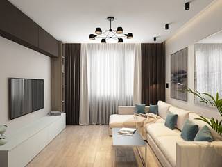 1 к.кв. в ЖК Волга Скай (64 кв.м), ДизайнМастер ДизайнМастер Salon moderne Marron