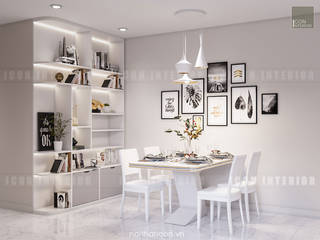 Thiết kế nội thất Vinhomes Centra Park đẹp rạng ngời cùng sắc trắng tinh khôi, ICON INTERIOR ICON INTERIOR Modern Dining Room