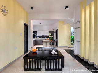 50×80 House South West Corner | Inspiring Elevation Design, Interiors | Lincon’s Villa, Ashwin Architects In Bangalore Ashwin Architects In Bangalore Salas de jantar modernas