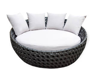 Reposera–Cama Rattan Negro, Afuera Diseño Afuera Diseño Jardines de estilo minimalista Sintético Marrón