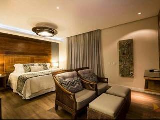 Repaginação de decoração de pousada, ALA Arquitetura e Interiores ALA Arquitetura e Interiores Rustic style bedroom Wood Wood effect