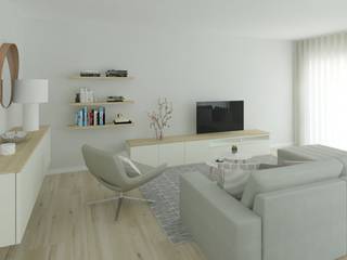 Projeto 3D Sala Estilo Escandinavo, Ana Andrade - Design de Interiores Ana Andrade - Design de Interiores Living room