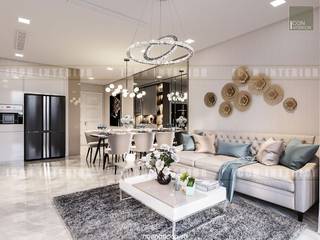Căn hộ Vinhomes Golden River sang trong và trang nhã với thiết kế nội thất hiện đại , ICON INTERIOR ICON INTERIOR Modern Living Room