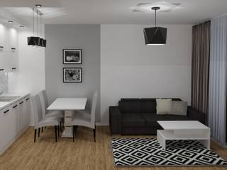 Projekt mieszkania Warszawa, 3D Interior Studio Projektowania Wnętrz 3D Interior Studio Projektowania Wnętrz Moderne woonkamers