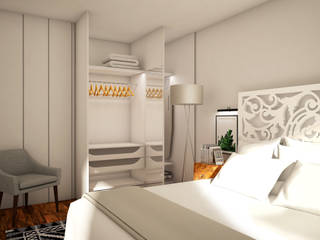 Acogedor y transformable dormitorio para Airbnb en Cádiz, Aditum Studio Aditum Studio Bedroom لکڑی Wood effect