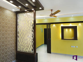 Parul & Gourav's apartment in Sumadhura Shikharam,Whitefield,Bangalore, Asense Asense Salones de estilo moderno