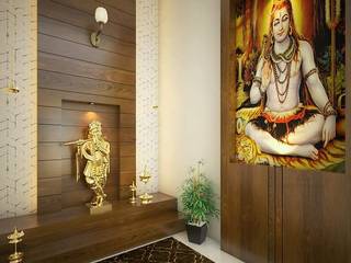 Pooja Room classicspaceinterior Living roomAccessories & decoration Property,Building,Plant,Interior design,Art,Wood,Wall,Flooring,Floor,Paint