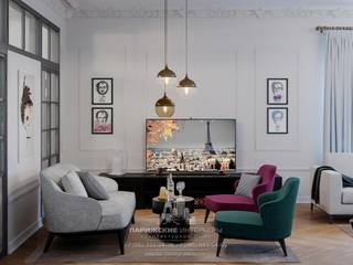 Дизайн гостиной в парижском стиле, Архитектурное бюро «Парижские интерьеры» Архитектурное бюро «Парижские интерьеры» Living room