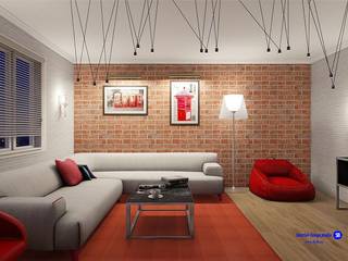 Living room in Loft style, "Design studio S-8" 'Design studio S-8' Industrial style living room